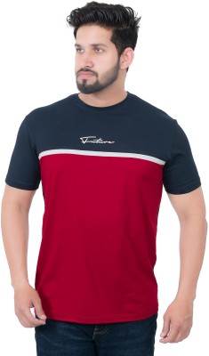 E-MAX Solid Men Round Neck Dark Blue T-Shirt