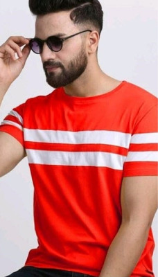Oishee Colorblock Men Round Neck Red T-Shirt
