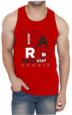 WOOSTRO Typography Men Round Neck Red T-Shirt