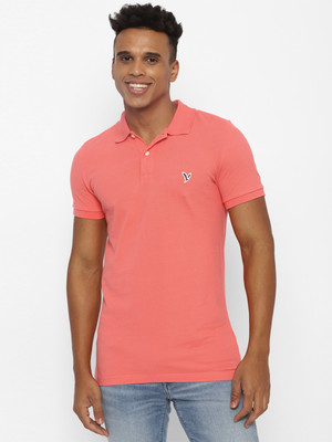 American Eagle Outfitters Solid Men Polo Neck Pink T-Shirt