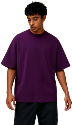 oxl Solid Men Round Neck Reversible Purple T-Shirt