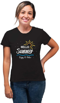 SmarTee Street Printed Women Round Neck Black T-Shirt