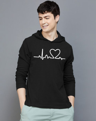 Azy Fabrics Typography Men Hooded Neck Black T-Shirt