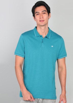 KILLER Solid Men Polo Neck Blue T-Shirt