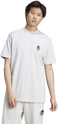 ADIDAS Printed Men Crew Neck Grey T-Shirt