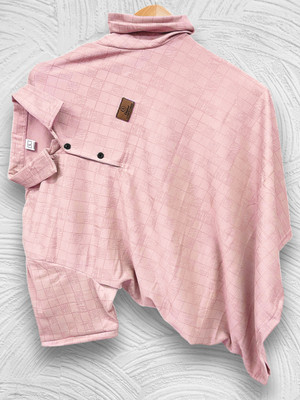 JINIK Checkered Men Polo Neck Pink T-Shirt