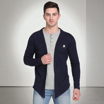 Faricon Trending Solid Men Round Neck Dark Blue T-Shirt