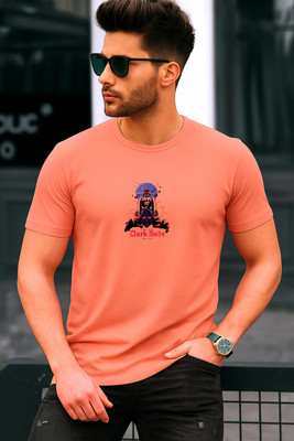 Kasendra Printed Men Round Neck Pink T-Shirt
