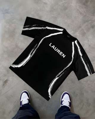 Lauren Adams Printed Men Round Neck Black T-Shirt