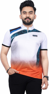 dhaari by unique creation Printed Men Polo Neck White T-Shirt