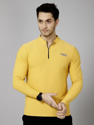 Sobek Solid Men Polo Neck Yellow T-Shirt