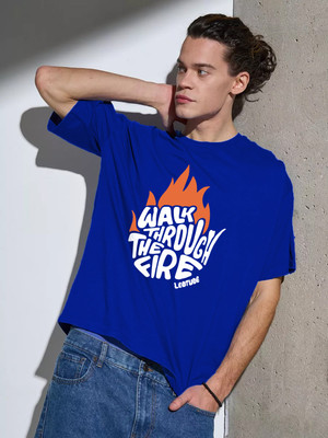 Leotude Printed Men Round Neck Blue T-Shirt