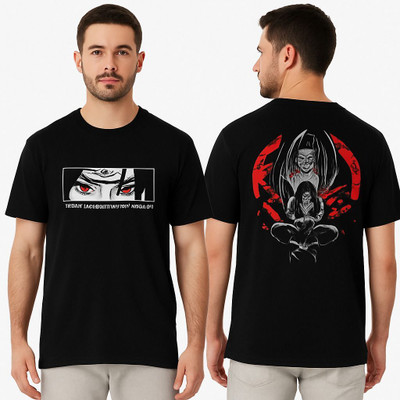 Wrodss Graphic Print Men Round Neck Black T-Shirt
