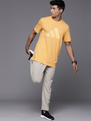 ADIDAS Printed Men Round Neck Yellow T-Shirt