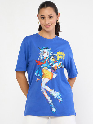 WEAR YOUR MIND Graphic Print Women Round Neck Blue T-Shirt