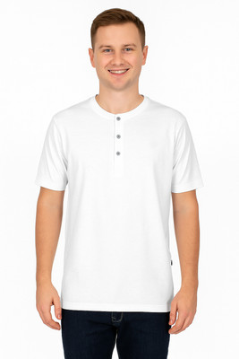 CELSIUS Solid Men Henley Neck White T-Shirt