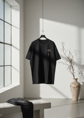 LXRY9 STUDIO Embroidered Men Round Neck Black T-Shirt