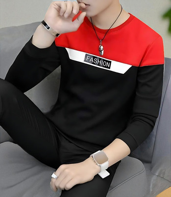 Autna Solid Men Round Neck Red T-Shirt