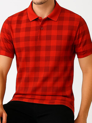 SINDHIGARMENT Printed Men Polo Neck Orange T-Shirt