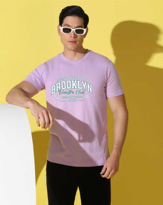 WOOSTRO Graphic Print Men Round Neck Purple T-Shirt