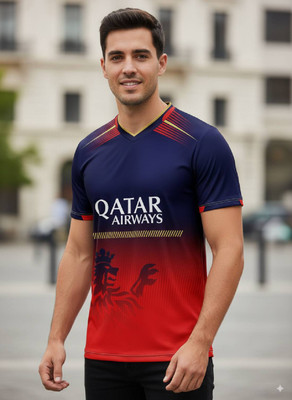 Smv Printed Men V Neck Red T-Shirt