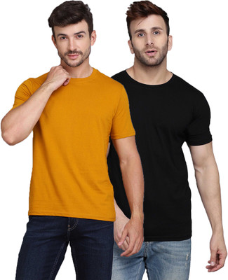 SLOWLORIS Solid Men Round Neck Multicolor T-Shirt