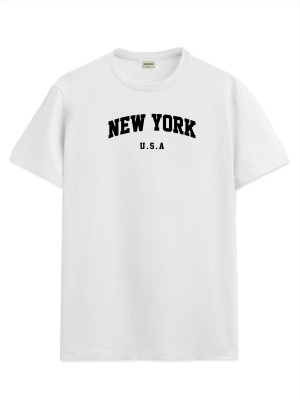 ADRO Graphic Print Men Round Neck White T-Shirt