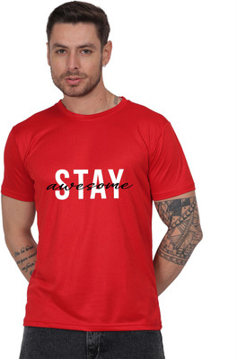 LIFE STYLE COMMERCE Printed Men Round Neck Red T-Shirt