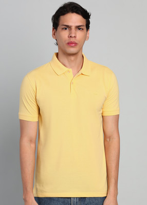 PARK AVENUE Solid Men Polo Neck Yellow T-Shirt