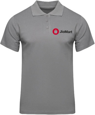 GoobyDooby Solid, Self Design Men Polo Neck Grey T-Shirt