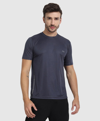 FTX Solid Men Round Neck Grey T-Shirt
