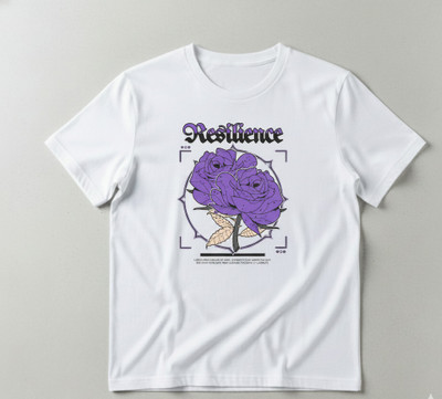 DARK VELORA Graphic Print Couple Round Neck White T-Shirt