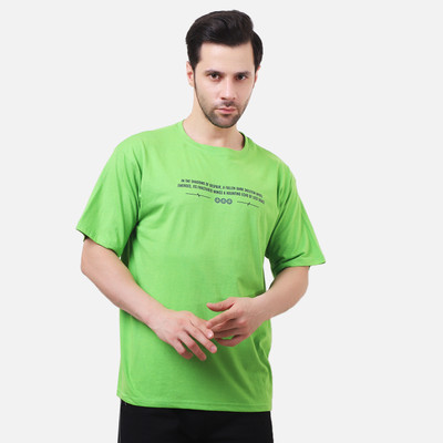 DEEPMAYRA COLLECTION Printed Men Round Neck Light Green T-Shirt