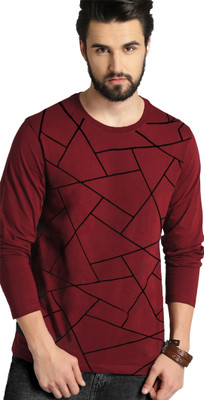 Leotude Printed Men Round Neck Maroon T-Shirt