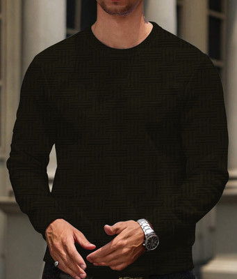 KAJARU Self Design Men Round Neck Dark Green T-Shirt