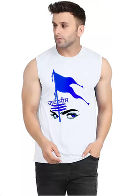 Think Tech Printed Men Round Neck White T-Shirt