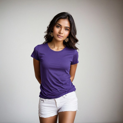 MOJILO Solid Women Round Neck Purple T-Shirt