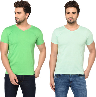 Tresna Trendy Solid Men V Neck Multicolor T-Shirt