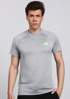 ADIDAS Self Design Men Round Neck Grey T-Shirt