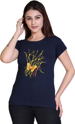 Ogarti Printed Women Round Neck White T-Shirt