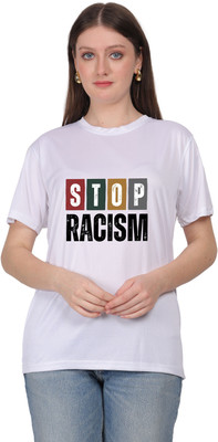 Ganpati Enterprise Typography Women Round Neck White T-Shirt