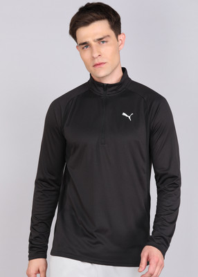 PUMA Solid Men Polo Neck Black T-Shirt
