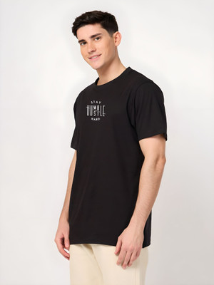 Moda Rapido Printed Men Round Neck Black T-Shirt
