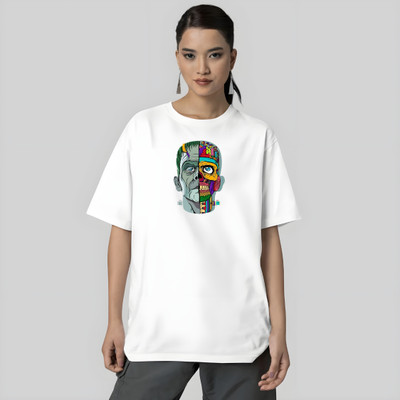 Kaido Graphic Print Women Round Neck White T-Shirt