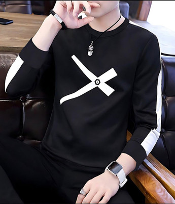 FASHIUM Printed Men Round Neck Black T-Shirt