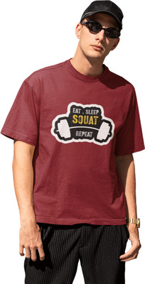 Grooves Printed Men Round Neck Red T-Shirt