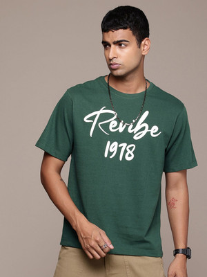 R.Code by The Roadster Life Co. Printed Men Round Neck Dark Green T-Shirt