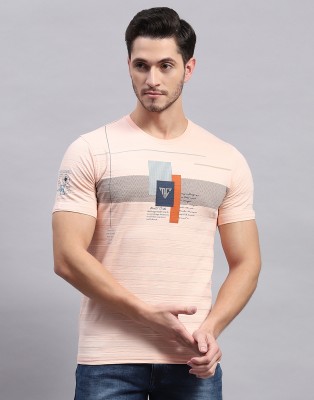 MONTE CARLO Printed Men Round Neck Pink T-Shirt