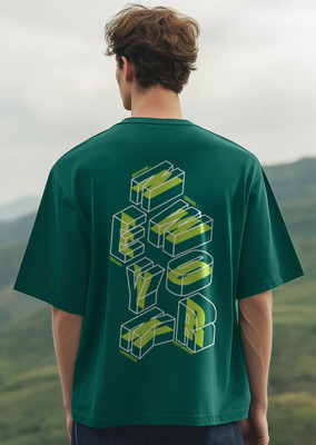 NOBERO Graphic Print Men Crew Neck Green T-Shirt