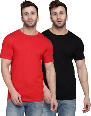 SLOWLORIS Solid Men Round Neck Multicolor T-Shirt